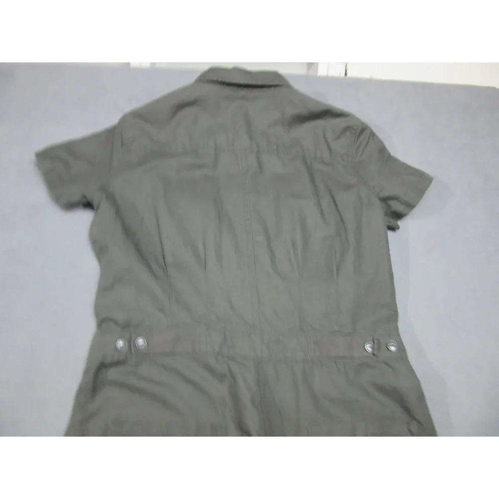 Quince Jumpsuit Womens Medium Green Linen Cotton Short Sleeve Utility Pockets